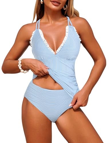 ZAFUL Women's Two Piece Swimsuit Slimming Tankinis Adjustable Straps Deal