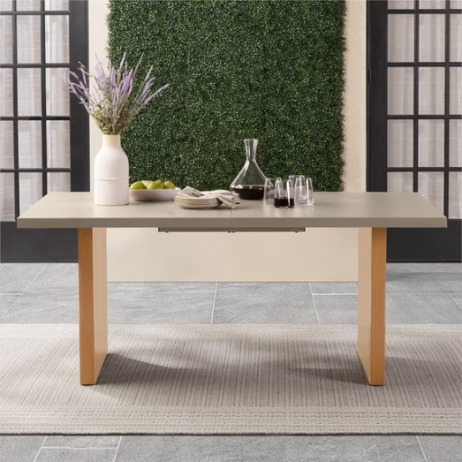 Better Homes & Gardens Vista Steel Metal Top Outdoor Dining Table w/ Teak Legs