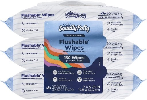 Squatty Potty Flushable Wipes 3-Pack 50-Count (Green Tea, Cucumber & Aloe) Deal