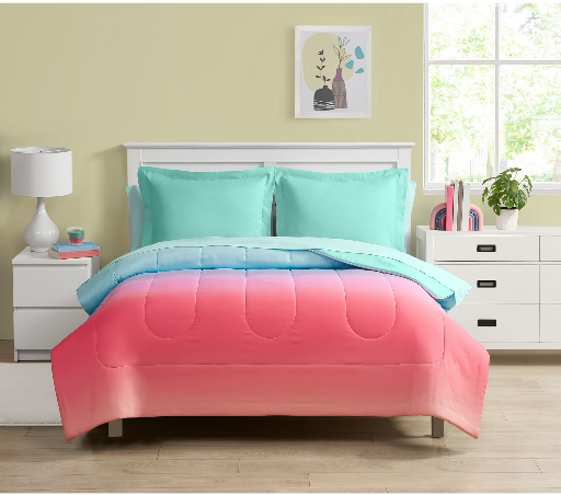 Your Zone 7 Piece Rainbow Ombre Polyester Bedding Set for Girls, Full Deal