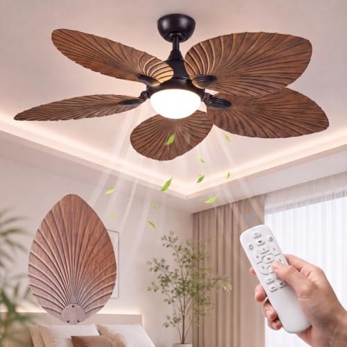 COZYLIA 52" Tropical Ceiling Fan with Light & Remote