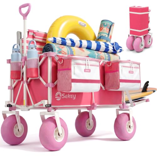 Heavy-Duty Foldable Wagon with 9-inch Sand-Proof Wheels, 300L Storage, and Cooler Deal
