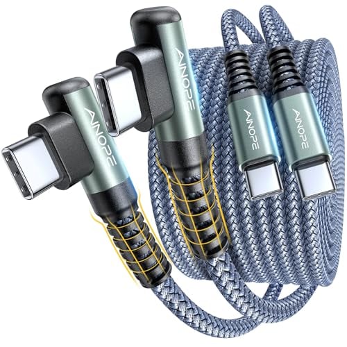 2-Count 6.6' Ainope 60W USB-C Right Angle Braided Charging Cables