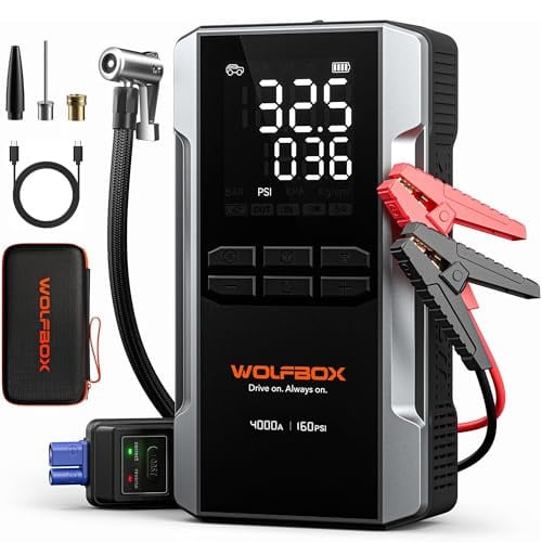 WOLFBOX 4000A Jump Starter with 160PSI Air Compressor & 65W Charging Deal