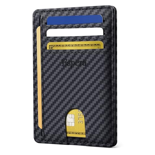 Espera Slim Minimalist RFID Blocking Front Pocket Wallet w/ 8 Card Slots (Carbon Fiber Black) Deal
