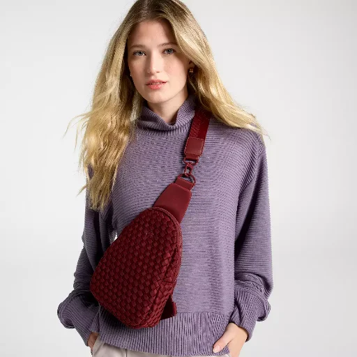 CALIA Women's Journey Woven Sling Bag Deep Merlot