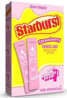 Starburst Singles To Go! Drink Mix Sticks Strawberry or Sunkist Orange 6-Count Deal