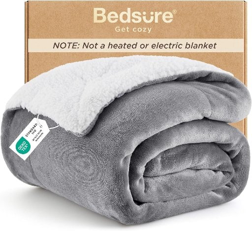 Bedsure Sherpa Fleece Throw Blanket Grey Deal