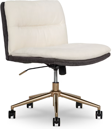 Elle Decor Ariana Criss Cross Armless Ergonomic Fabric Swivel Computer/Desk Chair (Cream) Deal