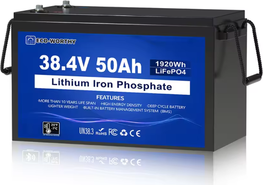 ECO-WORTHY 38.4V 50Ah 1920Wh LiFePO4 Golf Cart Battery with Bluetooth BMS