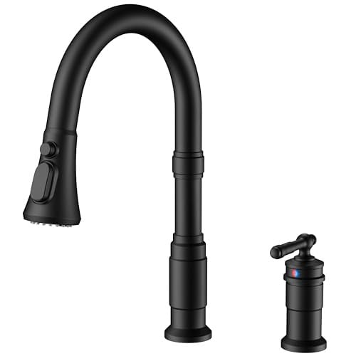 FORIOUS Vintage 2 Hole Kitchen Faucet w/ Pull Down Sprayer (Black) Deal
