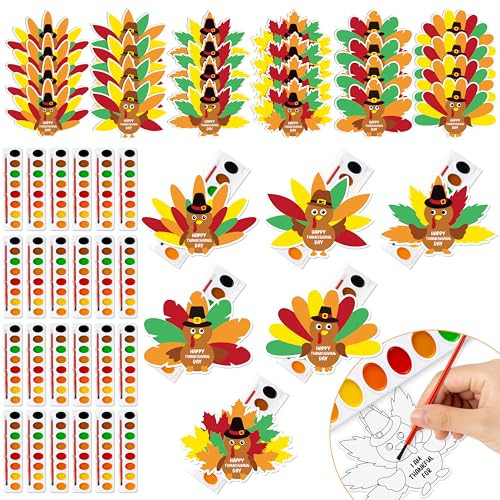 24 Set DIY Watercolor Paint Bulk with Turkey Greeting Card Kit