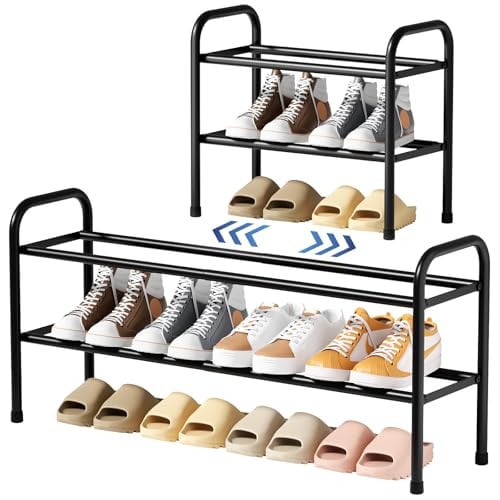 Kitsure 2-Tier Extendable Metal Shoe Organizer Rack 17.5" - 32.6"