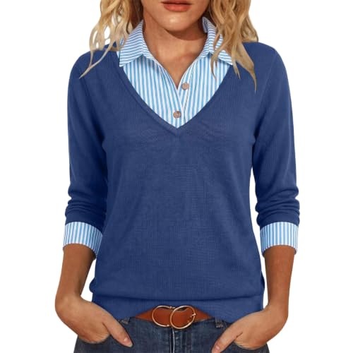 2 in 1 Women's Pullover Tops Polo Shirts Deal