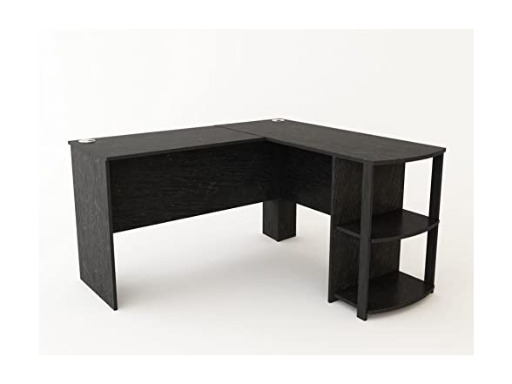 Ameriwood Home Dakota L-Desk with Bookshelves (Black Oak)