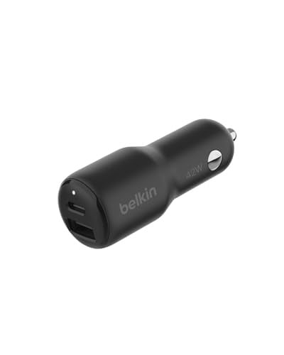 Belkin BoostCharge 42-Watt Dual Port Fast Car Charger w/30W USB-C & 12W USB-A Ports
