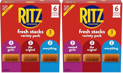 RITZ Fresh Stacks Original, Everything, and Garlic Butter Crackers Variety Pack, 8.85 oz (6 Multi Snack Packs) (Pack of 2) Deal