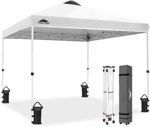 EAGLE PEAK 10 x 10 Pop Up Canopy Tent w/ Wheeled Carry Bag (White)