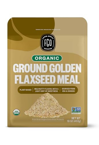 FGO Organic Ground Golden Flaxseed Meal, 16 Oz.