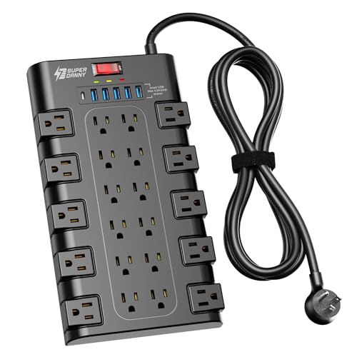 SUPERDANNY 22-Outlet 2100J Surge Protector w/ 6x USB Ports & 6.5' Cord Deal