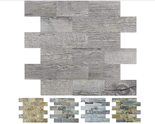 Art3d Peel and Stick PVC Composite Laminate Backsplashes Wall Tile 5-Pack (Gray Wood Grain)