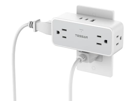 Tessan 4-Outlet Multi Plug Surge Protector Outlet Splitter Extender w/ 3 USB Ports