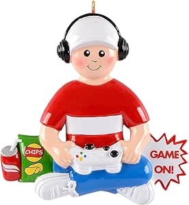 MAXORA Personalized Gamer Boy Christmas Ornament