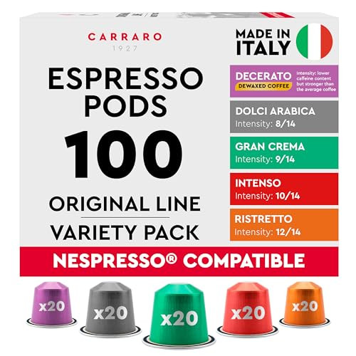 CARRARO Variety Pack 100-Count Premium Espresso Pods