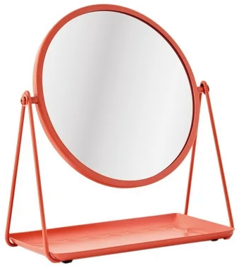 Mainstays by Becky G. & Alejandra 9.65" Round Tabletop Mirror w/ Metal Tray