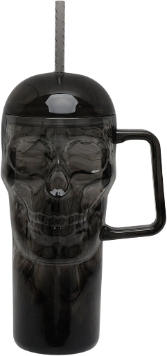 30 Ounce Acrylic Skull Tumbler with Straw and Handle