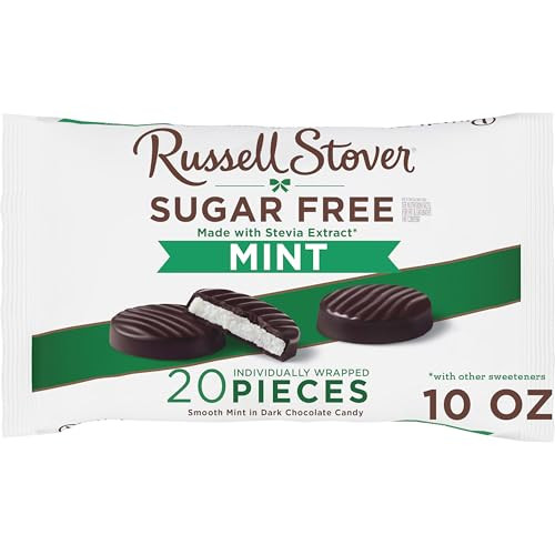 Russell Stover Sugar Free Mint Patties with Stevia 10 oz. Bag