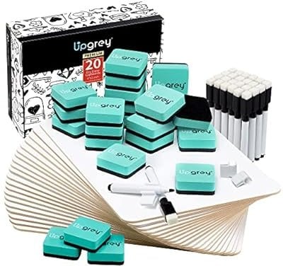 Dry Erase Boards with Markers and Erasers 20 Piece Set Deal
