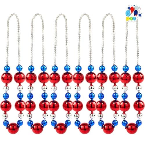 4th of July Jumbo Bead Necklaces 6 Pcs