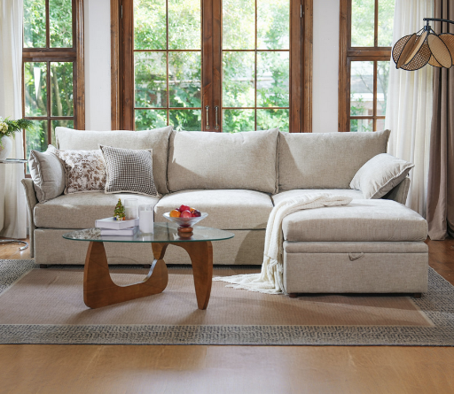 Merchelle 103" Wide Reversible Modern Modular Sectional Sofa With Storage Ottoman