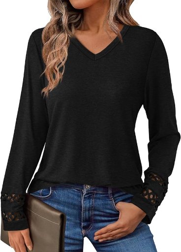 Women’s Long Sleeve Lace V-Neck Shirt