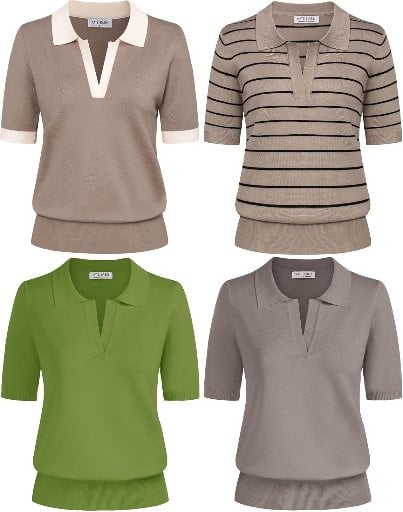 Women's V Neck Knit Tops