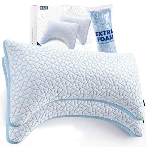 Adjustable Shredded Memory Foam Pillows 2-Pack King Size Deal