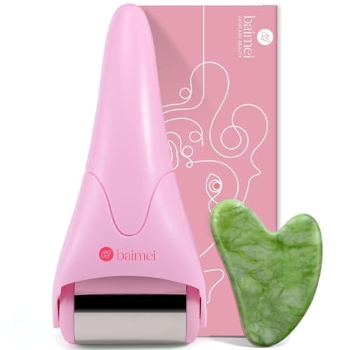 BAIMEI IcyMe 2-Piece Stainless Steel Face Ice Roller & Gua Sha Facial Tool (Rose Pink) Deal
