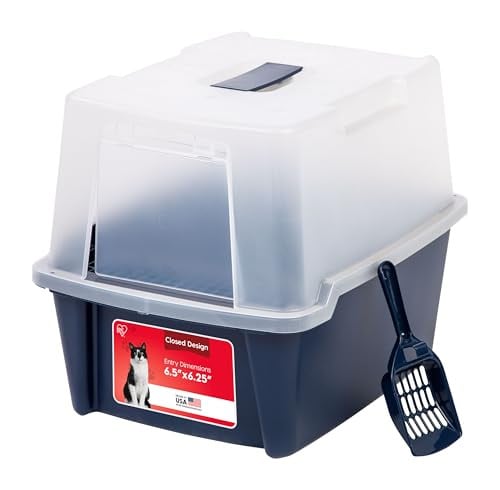 IRIS USA Cat Litter Box with Scoop and Front Door Flap