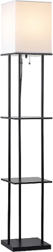Floor Lamp w/ Shelves (Black/White)