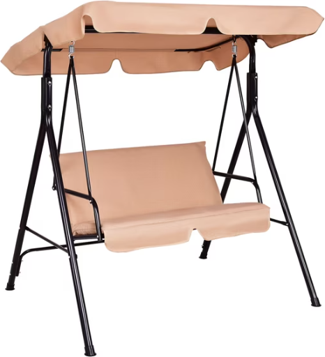 Costway Loveseat Patio Canopy Swing Glider Hammock Cushioned Steel Frame Outdoor Beige Deal