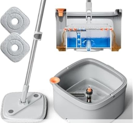 KZKR Spin Mop and Bucket Set 2-Pad Deal