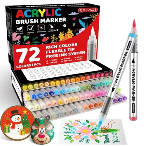 Colpart Acrylic Paint Soft Brush Tip Markers 72-Colors