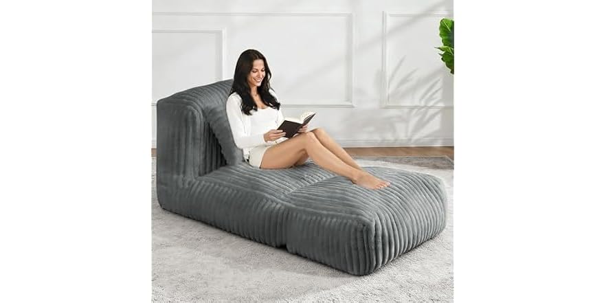 Big Bean Bag Lounger Sofa with Pillow (Grey)