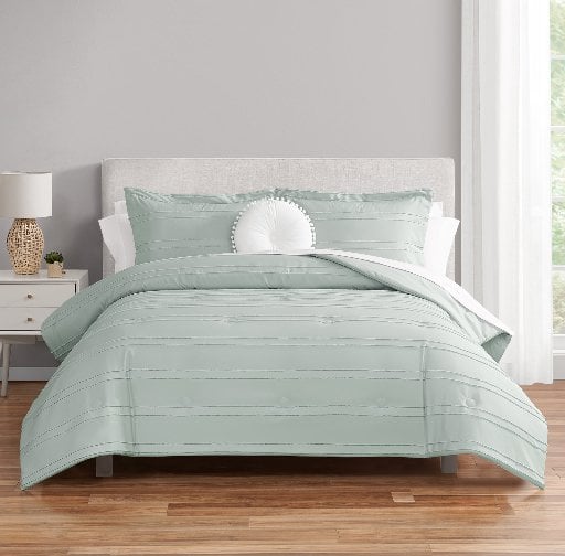 Mainstays Mint 10 Piece Bed in a Bag Comforter Set with Sheets, Full