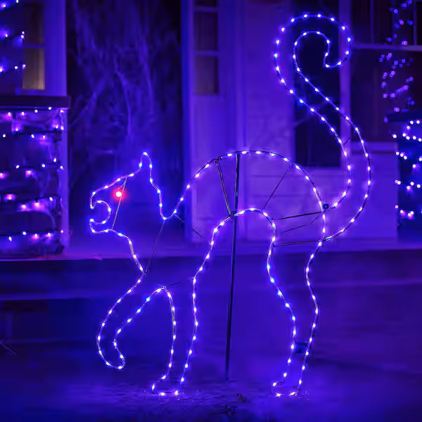 4.5 FT Halloween Classics LED Black Cat Silhouette