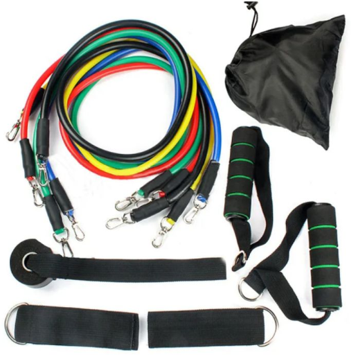Resistance Band Workout Set w/ 5x Bands, 2x Handles, 2x Straps, Anchor and Storage Bag Deal