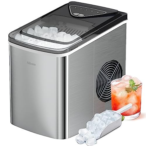 Silonn Countertop Compact Self-Cleaning Stainless Steel Ice Maker Machine