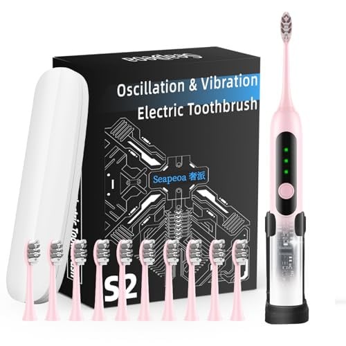 Seapeoa Adult Sonic Electric Toothbrush with 10 Brush Heads Deal