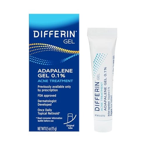 Differin Acne Treatment Face Gel 0.5oz with 0.1% Adapalene (30-Day Supply)